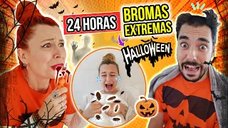 24 HORAS de BROMAS con CÁMARA OCULTA en HALLOWEEN!! 🎃en FAMILIA con MUCHO MIEDO y DIVERSIÓN!! 😆