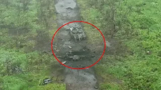 One Anti Tank Mine Takes Out Two T-80BV Tanks