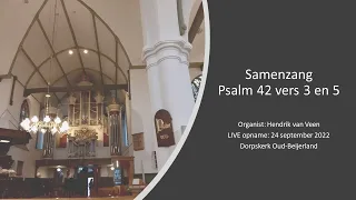 Samenzang vanuit  de Dorpskerk Oud Beijerland   Psalm 42 vers 3 en 5. Orgel Hendrik van Veen