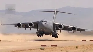 MIGHTY C-17 Globemaster III Landing/Takeoff On A Dirt Airfield