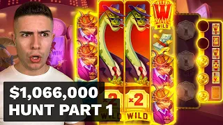 $1066000 BONUS HUNT OPENING - Part 1 🎰 90 Slot Bonuses - 3 Clown Monty & Dinopolis