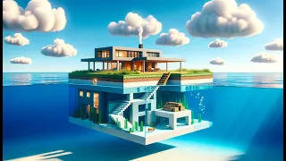 Minecraft Builds - Building a Modern Water House Again with HanaLaughs!