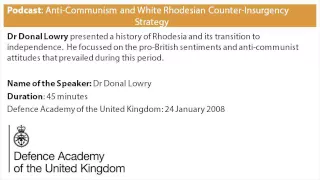 Podcast: Anti-Communism and White Rhodesian Counter-Insurgency Strategy