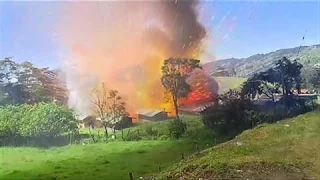 Dramatic Scene as Fireworks Factory Explodes