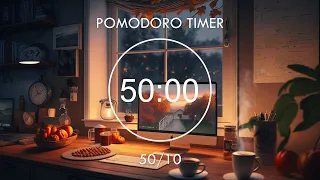 (No Mid-roll ads) 50/10 Pomodoro Timer ★︎ 4-HOUR LATE NIGHT STUDY ★︎ Lofi Focus Music