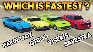 GTA 5 ONLINE : KARIN 190Z VS VISERIS VS GROTTI GT500 VS SAVESTRA (WHICH IS FASTEST ?)