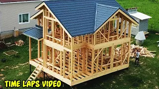 The most budget house for 6 days with your own hands. Step by step! TIMELAPSE-home in 15 minutes!