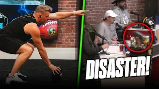 Pat McAfee Trains To Be An NFL Center & Breaks Studio With First Snap!