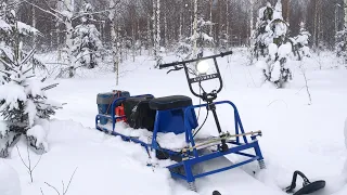Опытный мотобуксировщик Альбатрос с лыжным модулем