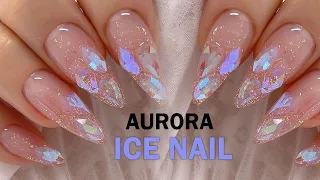 셀프네일 얼음네일 오로라네일🎀유리알 네일아트🪞Aurora ice nails korean trend nail / coffin nails