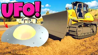 I Buried a SECRET UFO on a Site in the Construction Simulator Game?!