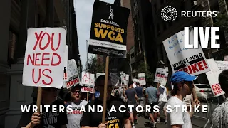 LIVE: Hollywood actors join writers on picket lines in New York