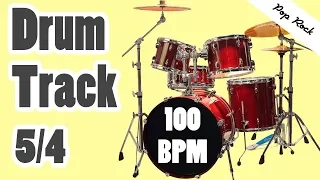 Pop Rock - Drum Loop - 5/4 - 100 BPM - Straight Beat - Part 2 of 3 - Visual Metronome