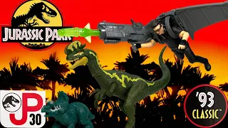 Mattel Jurassic Park Dr. Ian Malcolm Glider Escape Pack Review! JP30 ‘93 Classic Dilophosaurus