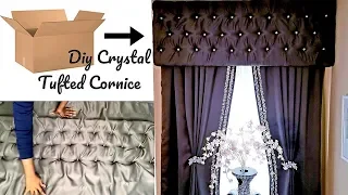 EASY NO SEW CRYSTAL TUFTED CORNICE| HOW TO| ROOM DECORATING IDEAS 2019