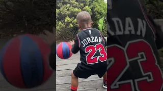 4 year old carter showing his skills with 2 basketballs!!