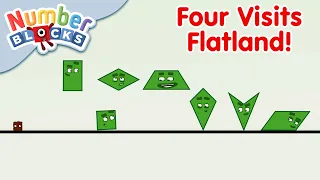 @Numberblocks - Four Visits Flatland! 🟩 | Four Sided Shapes