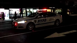 NYPD Police Car Responding Code 3 With Some Hi Lo Siren To An Emergency Call In Manhattan