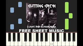 (I JUST) DIED IN YOUR ARMS TONIGHT, Cutting Crew, 1986, Piano Tutorial with free Sheet Music (pdf)