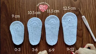 Suelas a Crochet para Zapatitos de bebé| todas las tallas| paso a paso
