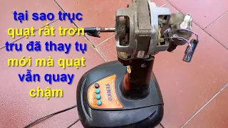 nguyên nhân quạt chạy rất chậm mặc dù trục rất trơn chu đã thay tụ mới !