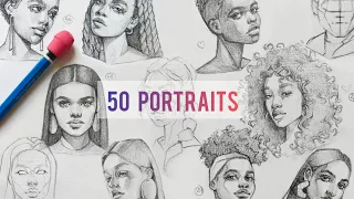 Sketching 5 Portraits from 50 Heads Challenge