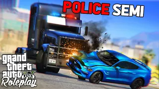 TROLLING PLAYERS WITH A POLICE SEMI - GTA RP