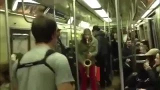 Sax Battle In NYC Subway