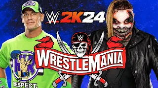 WWE 2K24 John Cena Vs Bray Wyatt (Fiend) WrestleMania 36 Arena Firerly Fun House Match.