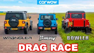 Suzuki Jimny vs Jeep Wrangler vs Bowler (Off-Road) - DRAG RACE, ROLLING RACE & TES PENGEREMAN