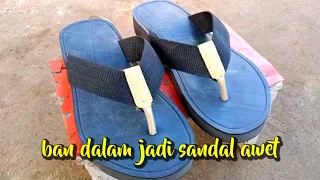 Peluang usaha rumahan, membuat sandal dari ban dalam bekas