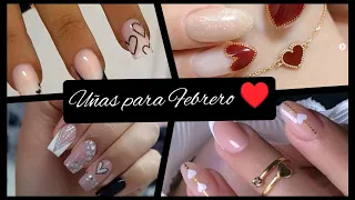 DISEÑOS DE UÑAS PARA FEBRERO 2024 #uñasdecoradas #acrylicnails #uñas2024febreo