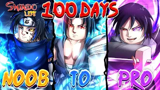 Spent 100 days Going From Noob To SASUKE UCHIHA In Shindo Life! Rellgames