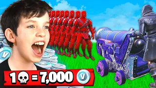 1 Elimination = 7,000 *free* V-Bucks With My Little Brother (Fortnite Battle Royale)