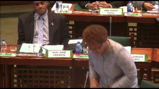 Fijian Minister for Lands and Mineral Resources, Hon. Mereseini Vuniwaqa responds to question