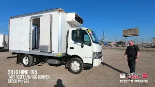 2016 Hino 195 14ft Reefer Truck with ICC Bumper - Carrier 40X unit