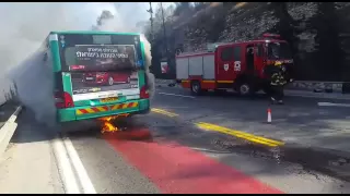 Bus bursts into flames