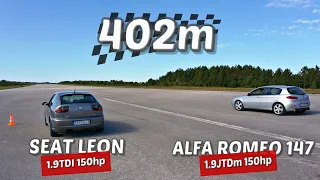 402m: Seat Leon 1.9 TDI vs Alfa Romeo 147 1.9 JTDm