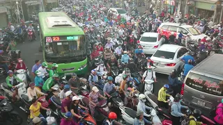 Crazy rush hour traffic in Saigon - Ho Chi Minh City, Vietnam