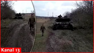 “Look what they did to our tank, soldiers survived" - Russians show their hit tank