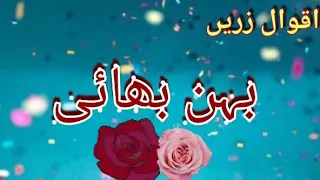 Brother Sister | Behen Bhai Urdu Quotes| Inspirational quotes about Life | Urdu Aqwal by Sumaira sy