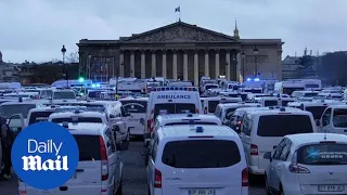 Ambulance workers protest in Paris following chaotic weekend