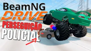 Perseguição Policial e destruição total com Monster truck no Beamng Drive