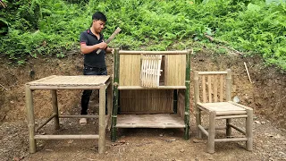 How to make a Dining Table, Cupboard from Bamboo - Homemade furniture - bushcraft & survival