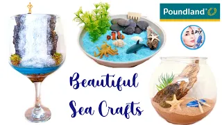 🔴POUNDLAND DIY, Hot Glue Waterfall, Terrarium Diorama with Faux Water, Mini Beach Zen Garden ⛱