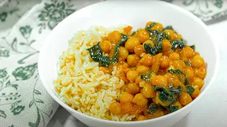 Chickpea Curry with spinach | 5 Minute Dinner | Vegan recipe #135