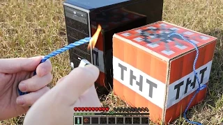 Minecraft in Real Life! blow up a PC with TNT!! | RATE