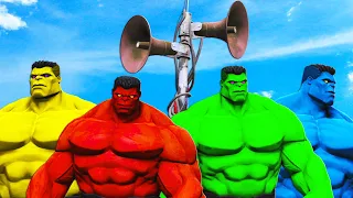 Hulk & Blue Hulk & Red Hulk & Yellow Hulk VS Siren Head