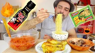 حولت الاندومي الى نودلز كوري | موكبانغ Indomie with Korean Fire Sauce - Mukbang 먹방