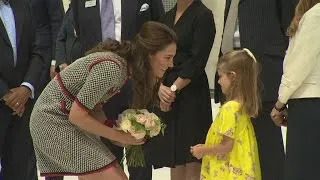 Adorable six-year-old presents Kate with flowers at V&A Museum